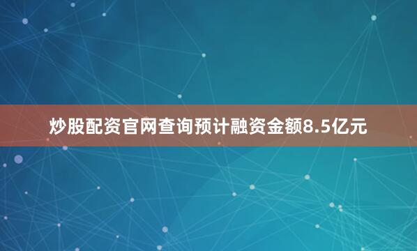 炒股配资官网查询预计融资金额8.5亿元
